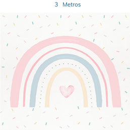 Papel de Parede Infantil Arco Íris Aquarela Com Granulados Coloridos - Mural