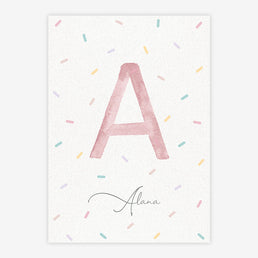 Quadro Infantil Com Inicial e Confetes - Vertical