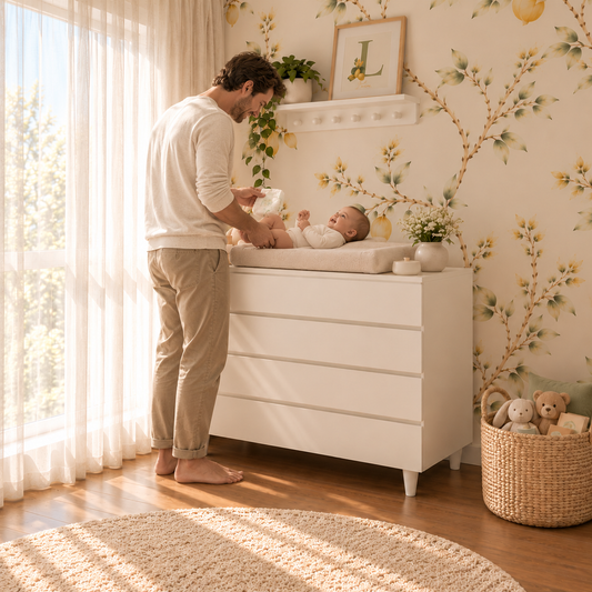 Cômoda de Bebê Haus Nature 4 Gavetas Branca 110cm