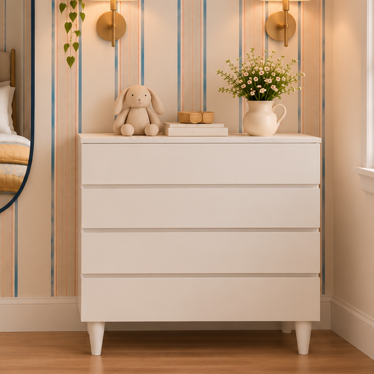 Cômoda de Bebê Haus Nature 4 Gavetas Branca 90CM