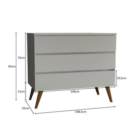 Cômoda de Bebê Viena Cinza Harbor com Pé Mel