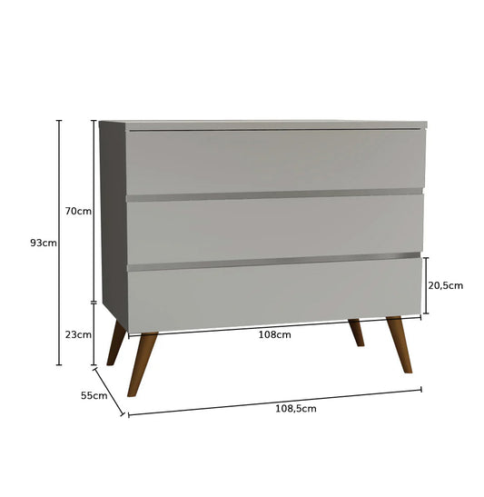 Cômoda de Bebê Viena Cinza Harbor com Pé Mel