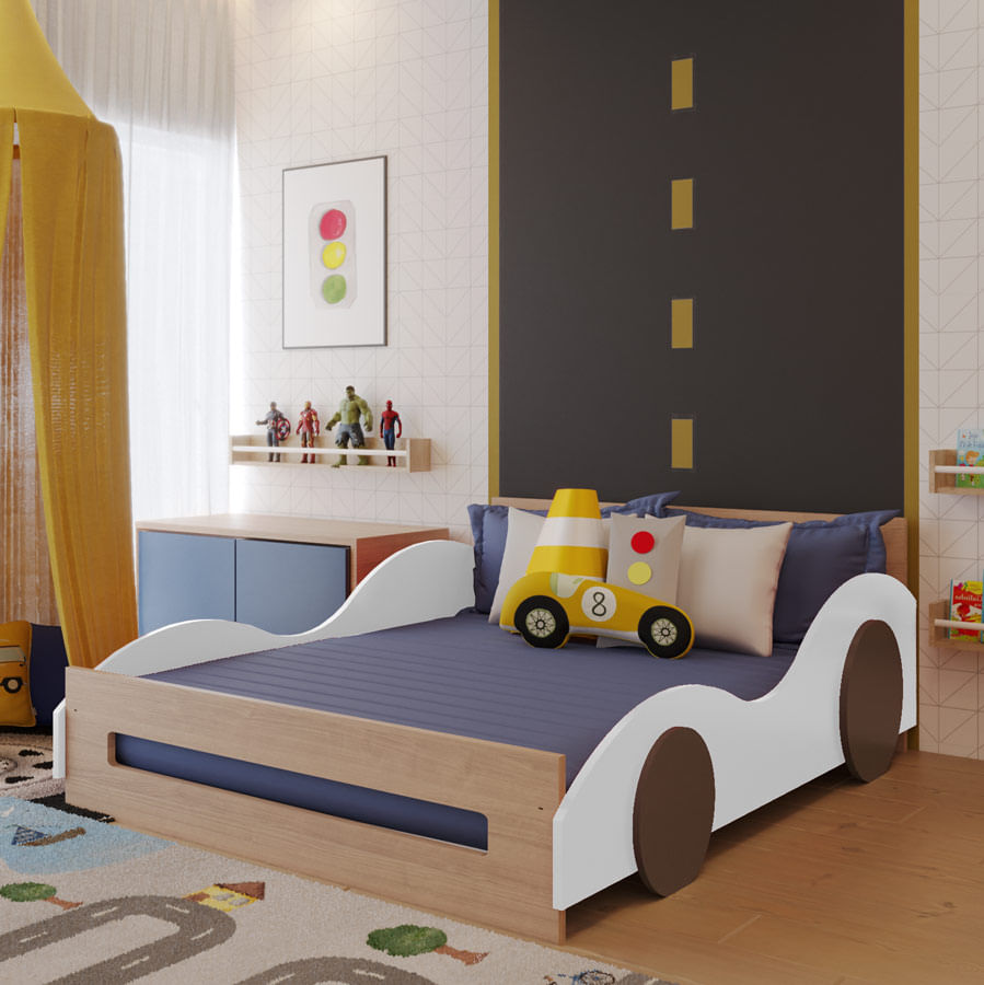 Cama Montessoriana Casal Carro - Branco