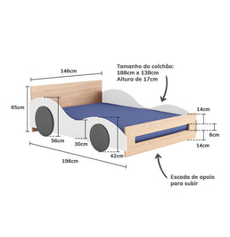 Cama Montessoriana Casal Carro - Branco