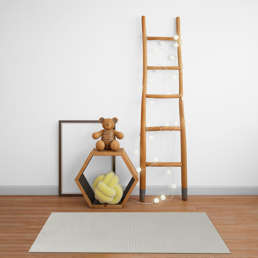 Tapete Infantil Retangular Listra Fina - Bege