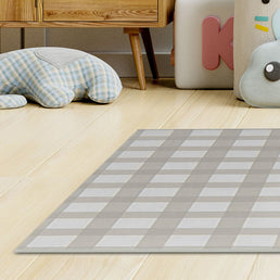 Tapete Infantil Retangular Xadrez Médio - Bege