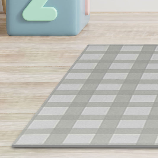 Tapete Infantil Retangular Xadrez Médio - Cinza