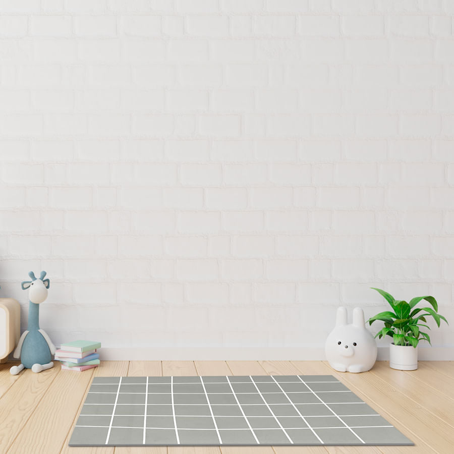Tapete Infantil Retangular Gride - Cinza