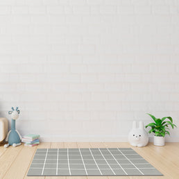 Tapete Infantil Retangular Gride - Cinza