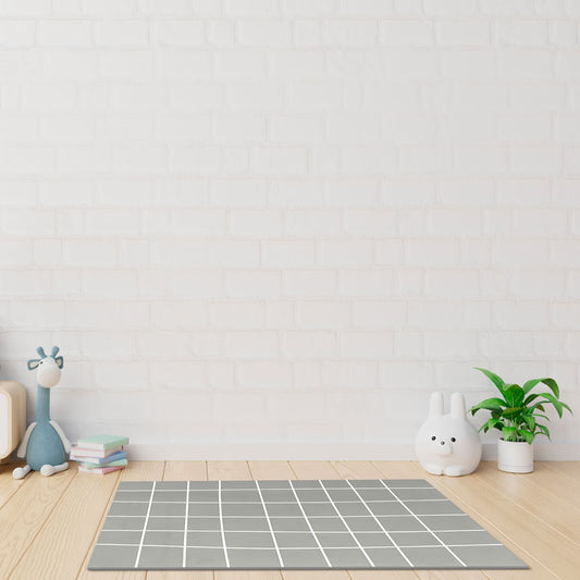 Tapete Infantil Retangular Gride - Cinza