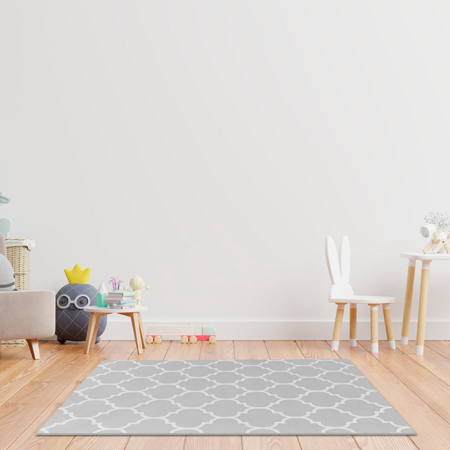 Tapete Infantil Retangular Arabesco - Cinza
