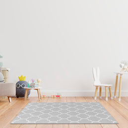 Tapete Infantil Retangular Arabesco - Cinza