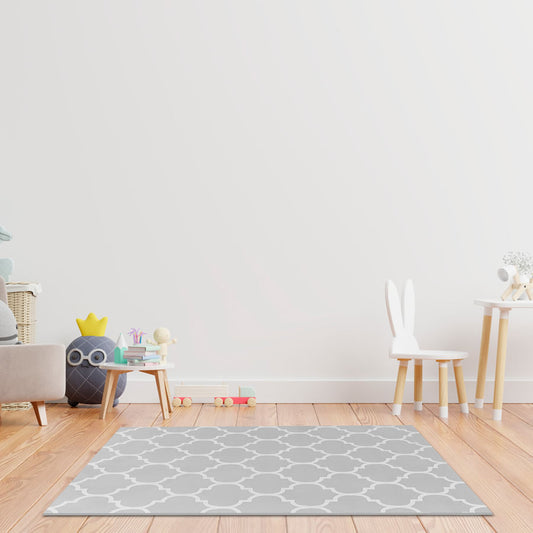 Tapete Infantil Retangular Arabesco - Cinza