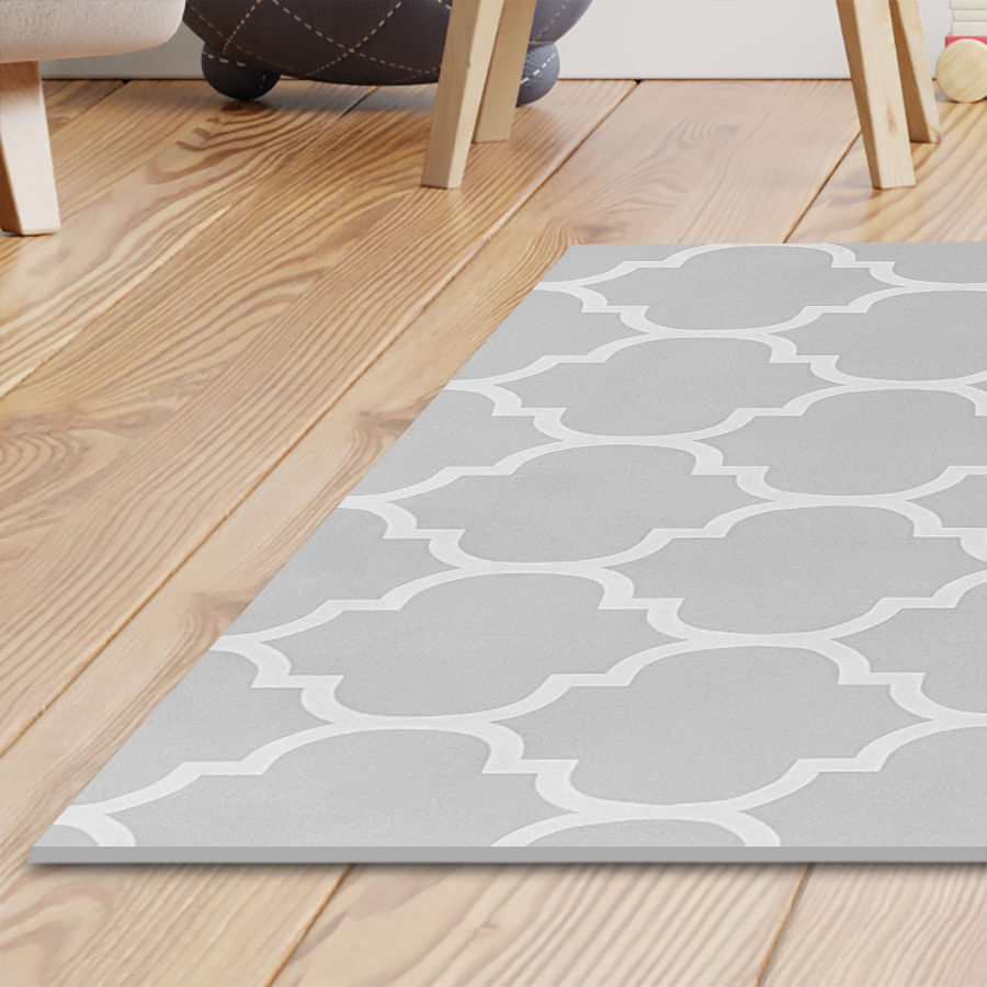 Tapete Infantil Retangular Arabesco - Cinza