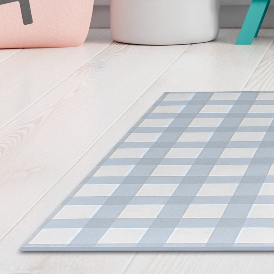 Tapete Infantil Retangular Xadrez Médio - Azul