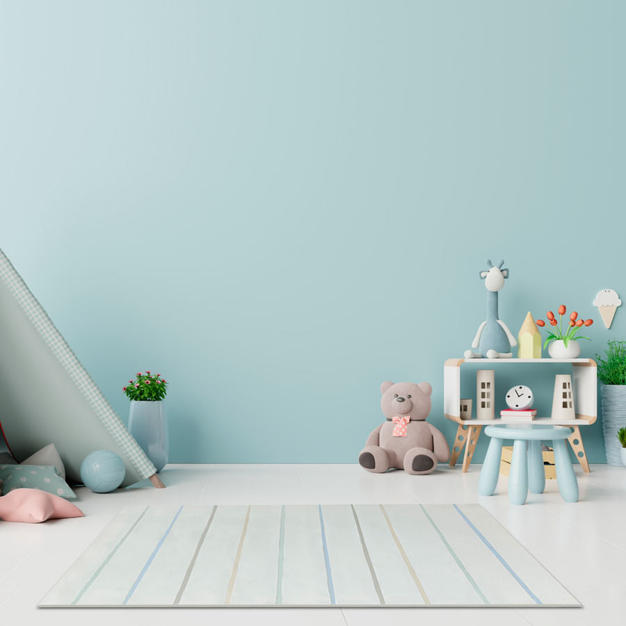 Tapete Infantil Retangular Listra Aquarela - Azul