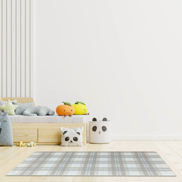 Tapete Infantil Retangular Xadrez Classic - Bege com Azul