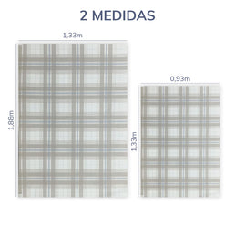 Tapete Infantil Retangular Xadrez Classic - Bege com Azul