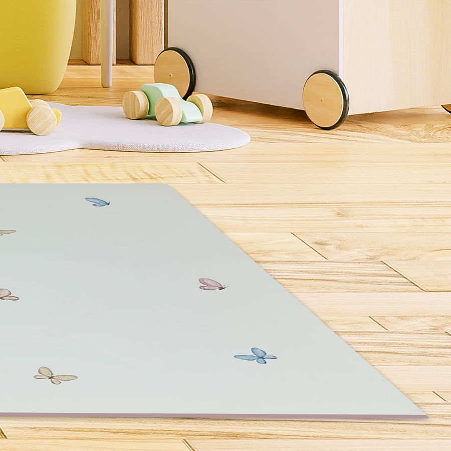 Tapete Infantil Retangular Borboletas Flores do Campo - Colors