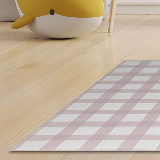 Tapete Infantil Retangular Xadrez Médio - Rosa