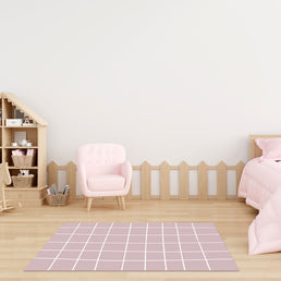 Tapete Infantil Retangular Gride - Rosa