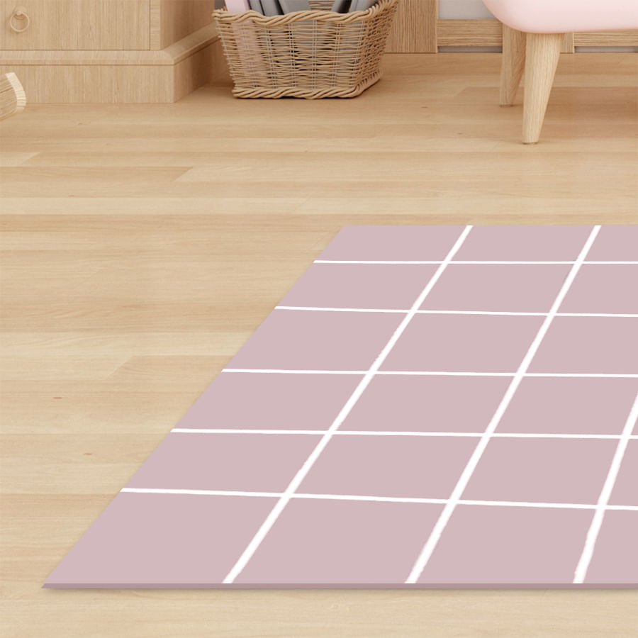 Tapete Infantil Retangular Gride - Rosa