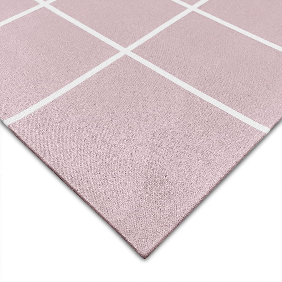 Tapete Infantil Retangular Gride - Rosa