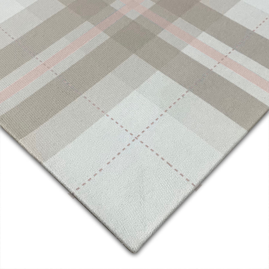 Tapete Infantil Retangular Xadrez Classic - Bege com Rosa