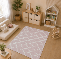 Tapete Infantil Retangular Arabesco - Rosa