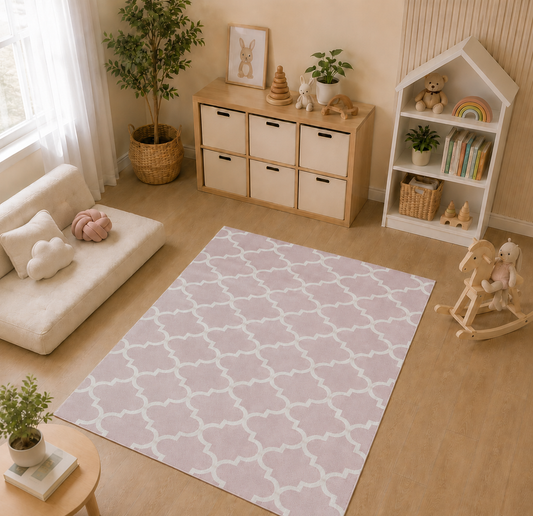 Tapete Infantil Retangular Arabesco - Rosa