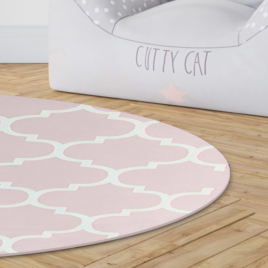 Tapete Infantil Redondo Arabesco - Rosa