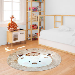 Tapete Infantil Redondo Leão - Bege