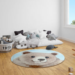 Tapete Infantil Redondo Urso - Bege