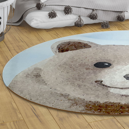 Tapete Infantil Redondo Urso - Bege