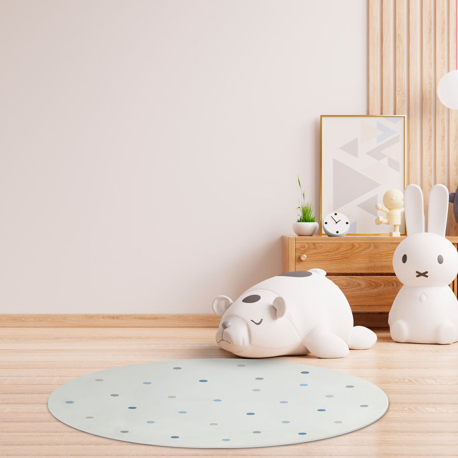 Tapete Infantil Redondo Poá - Azul