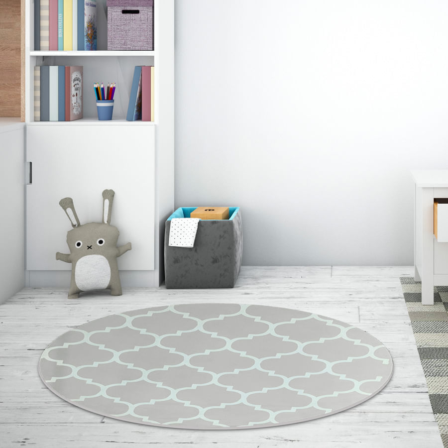 Tapete Infantil Redondo Arabesco - Cinza