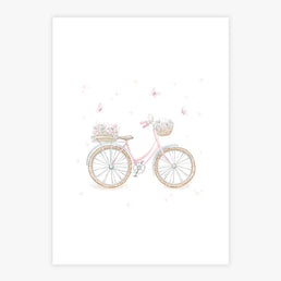 Quadro Infantil Jardim Bicicleta Rosa - Vertical