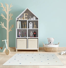 Tapete Infantil Retangular Poá - Azul