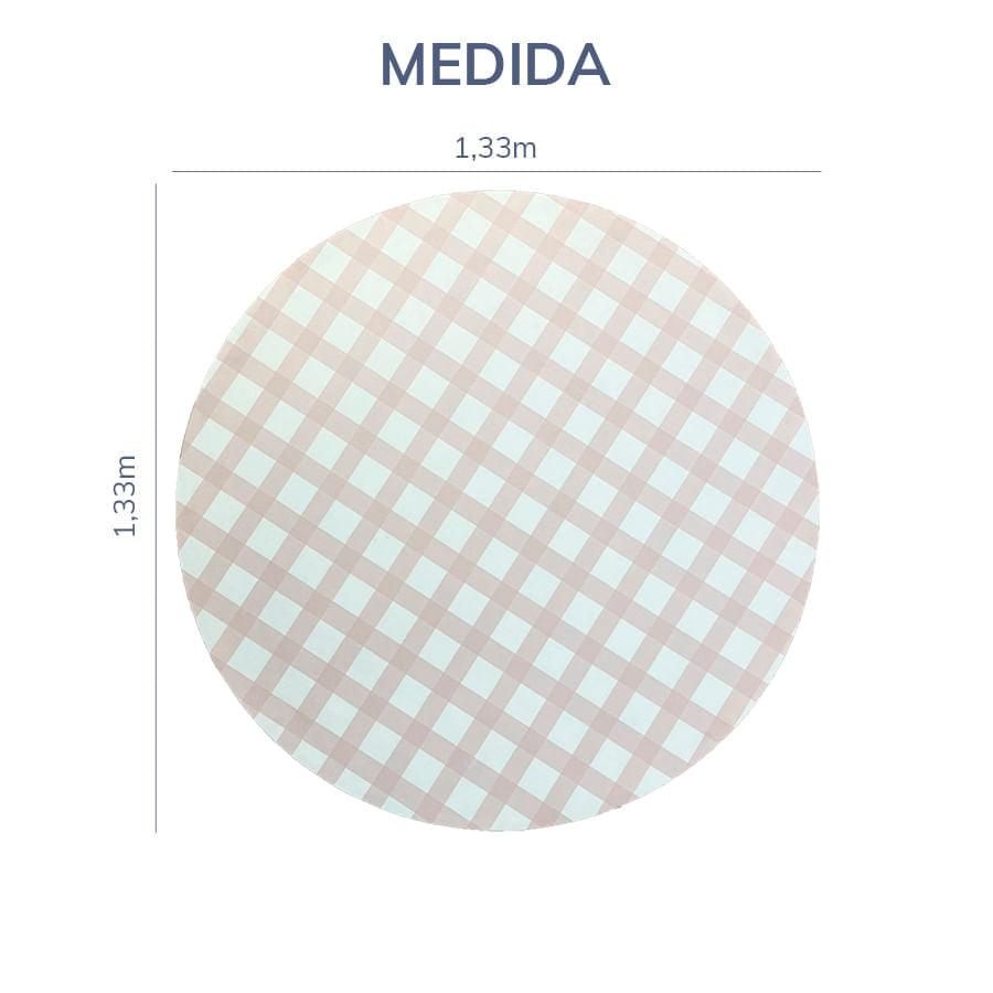 Tapete Infantil Redondo Xadrez Médio - Rosa