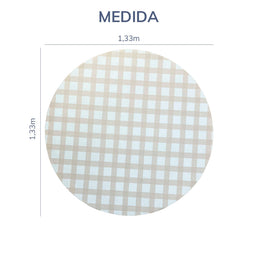 Tapete Infantil Redondo Xadrez Médio - Bege