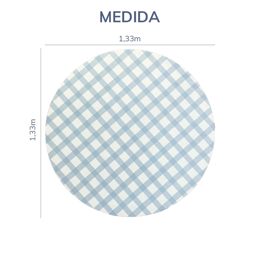 Tapete Infantil Redondo Xadrez Médio - Azul
