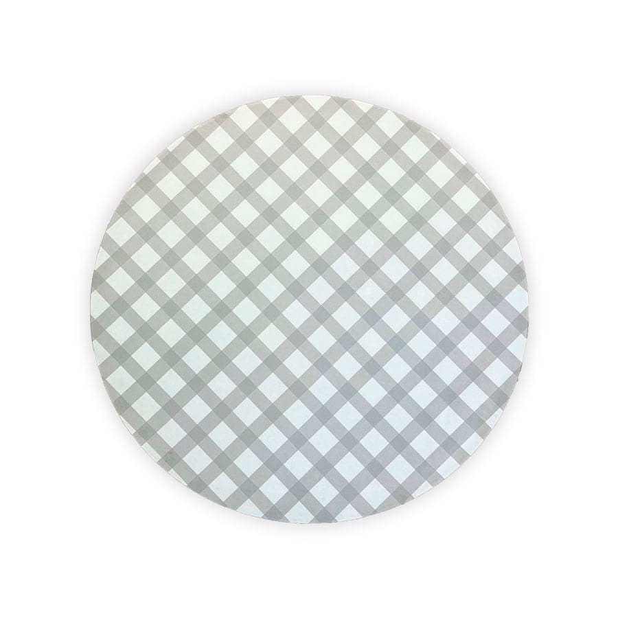Tapete Infantil Redondo Xadrez Médio - Cinza