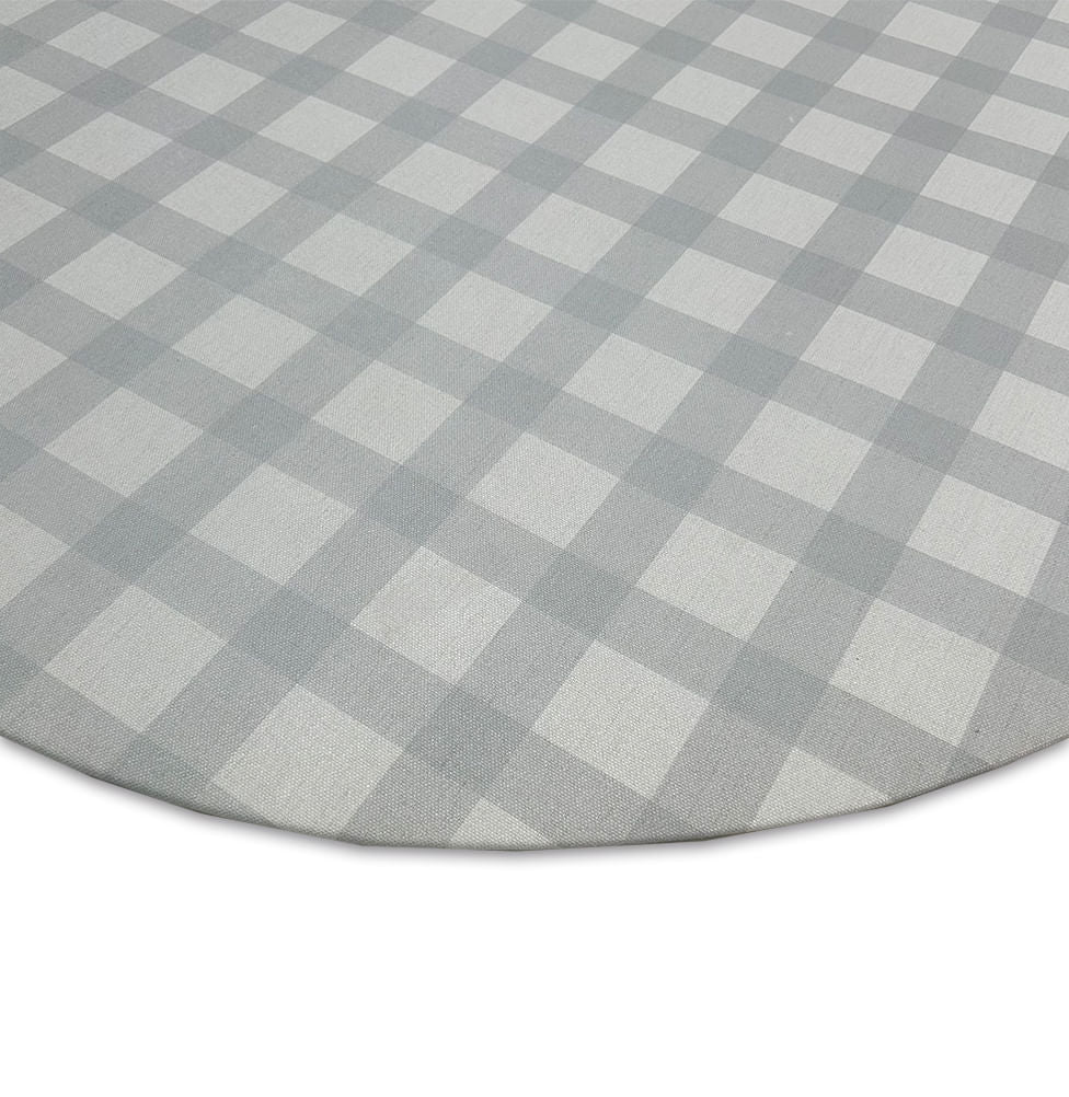 Tapete Infantil Redondo Xadrez Médio - Cinza