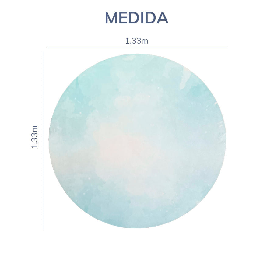 Tapete Infantil Redondo Mancha Aquarela - Tiffany