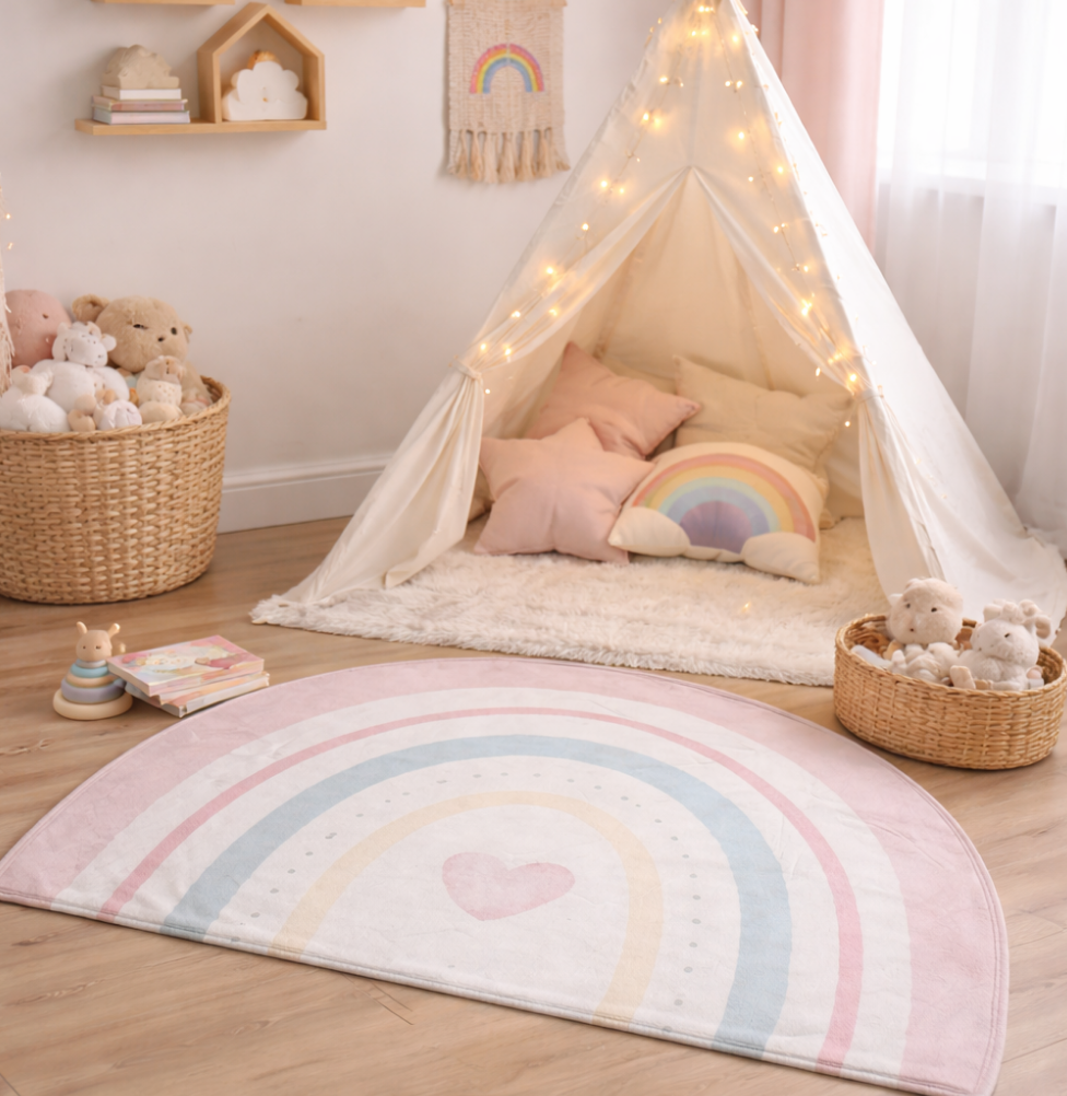 Tapete Infantil Arco Íris Coração Playmat