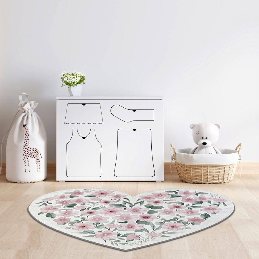 Tapete Infantil Coração Flor Playmat