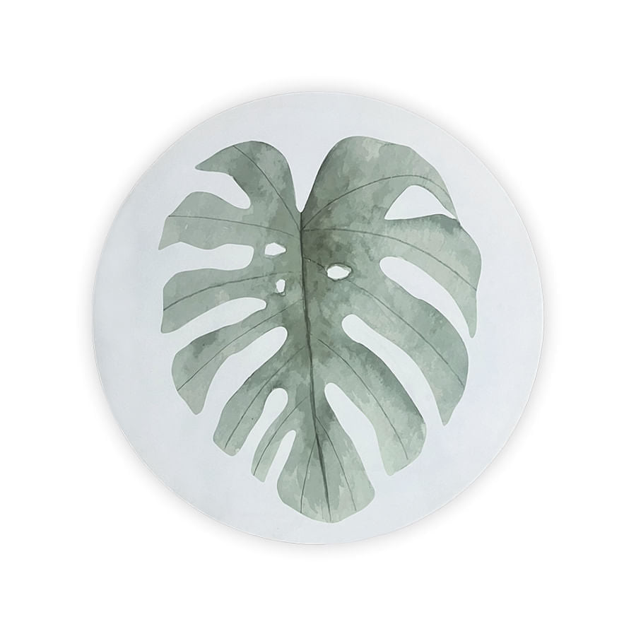 Tapete Infantil Redondo Folha Aquarela