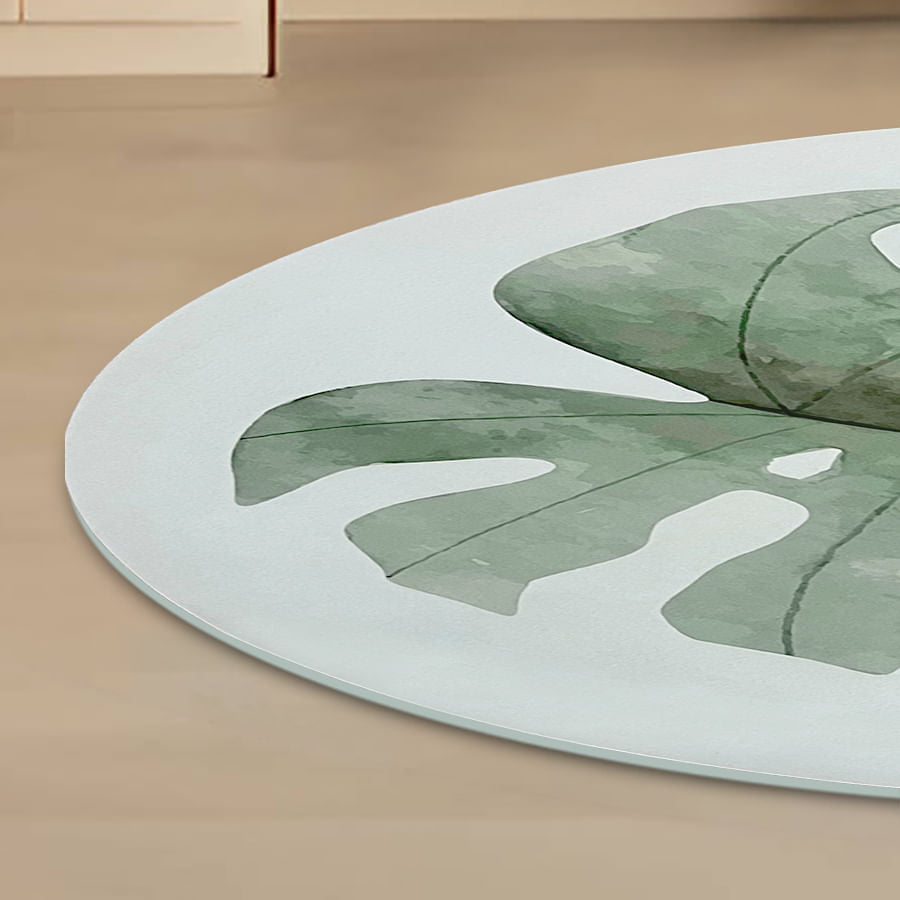 Tapete Infantil Redondo Folha Aquarela