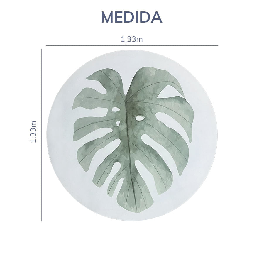 Tapete Infantil Redondo Folha Aquarela