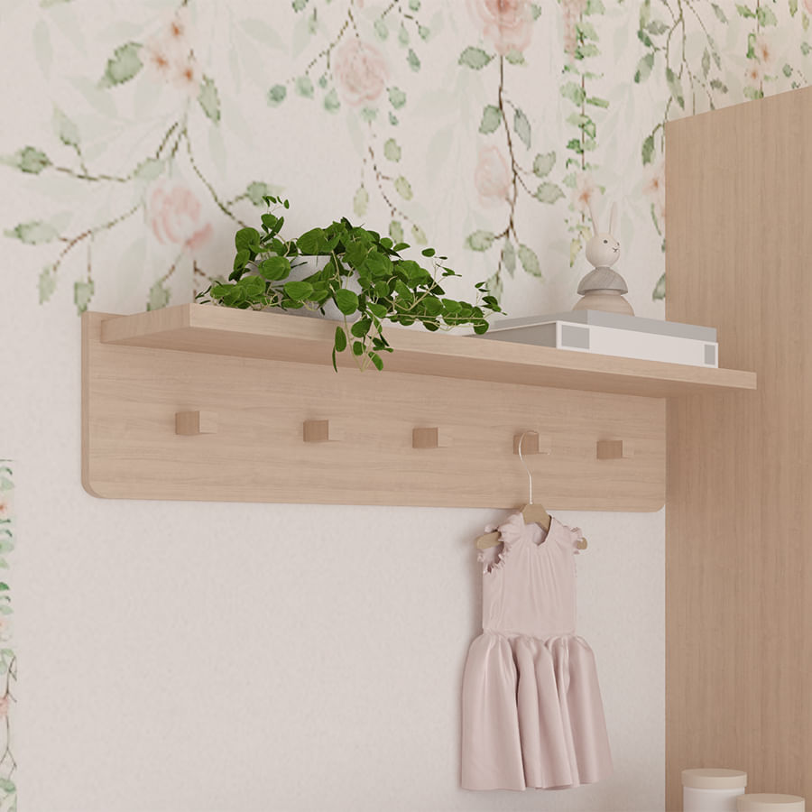 Prateleira Nord Com Ganchos - Carvalho